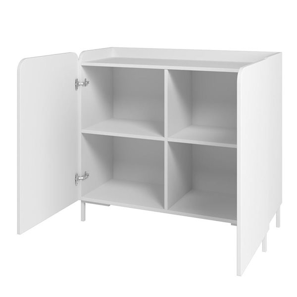 Manhattan Comfort Bogardus Mid-Century Modern 4-Shelf Accent Cabinet in White (Set of 2)