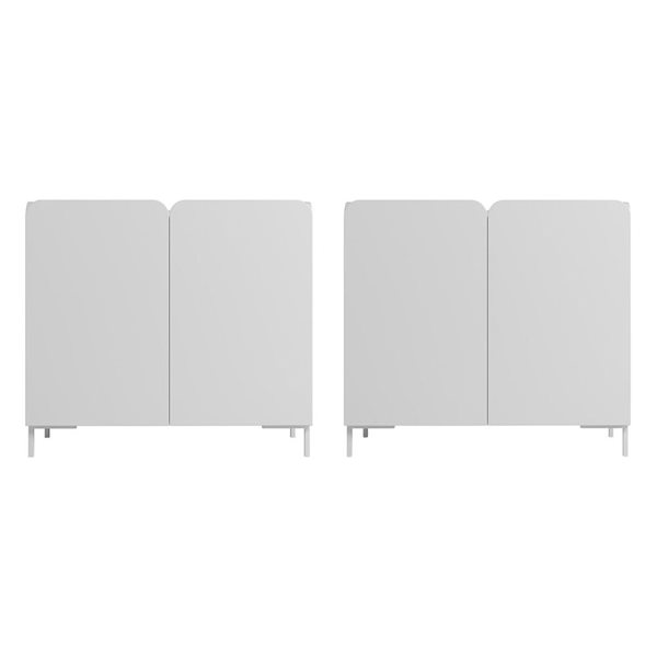 Manhattan Comfort Bogardus Mid-Century Modern 4-Shelf Accent Cabinet in White (Set of 2)