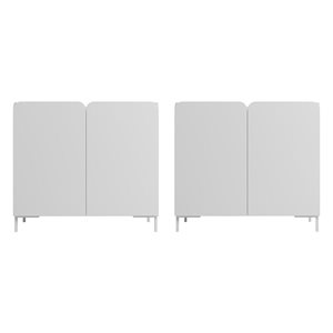 Manhattan Comfort Bogardus Mid-Century Modern 4-Shelf Accent Cabinet in White (Set of 2)