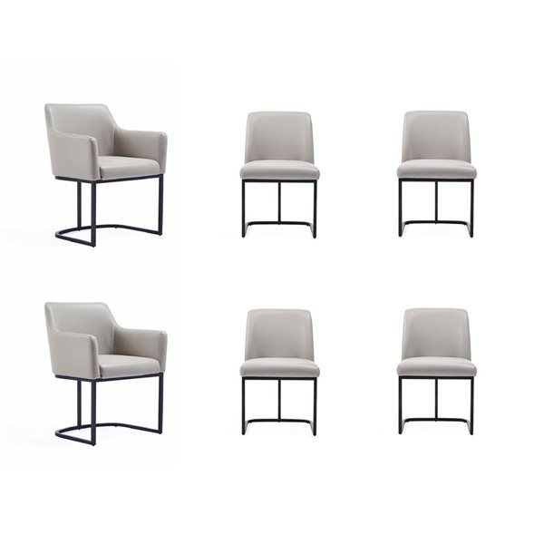 Manhattan Comfort Serena Set of 6 Light Grey Modern Leatherette Upholstered Dining Chairs