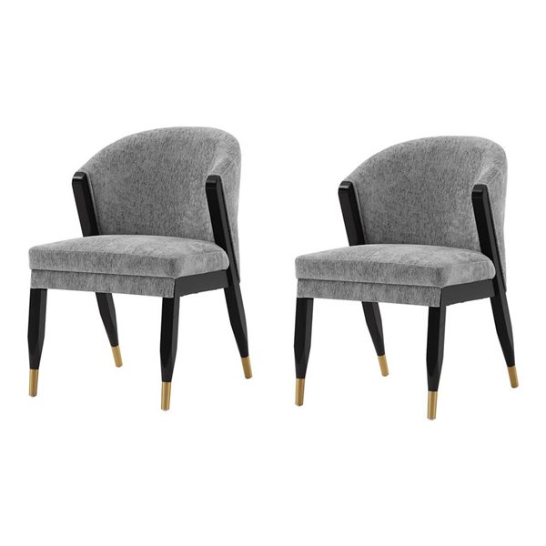 Manhattan Comfort Ola Set of 2 Grey Boucle Upholstered Dining Chair