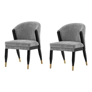 Manhattan Comfort Ola Set of 2 Grey Boucle Upholstered Dining Chair