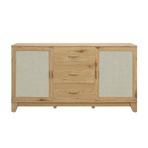 Manhattan Comfort Sheridan 59.05-in Modern Cane Sideboard with Adjustable Shelves in Nature