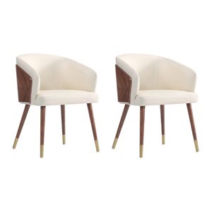 Manhattan Comfort Reeva Set of 2 Cream Modern Leatherette Upholstered Dining Chair