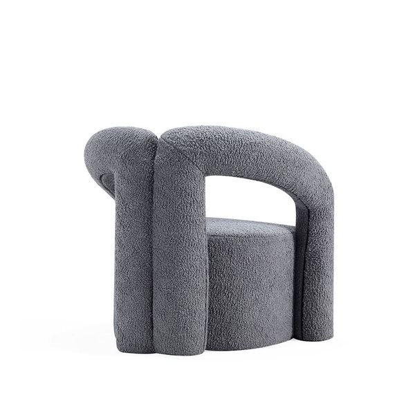 Chaise d'appoint Darian moderne en tissu bouclé gris rembourré par Manhattan Comfort