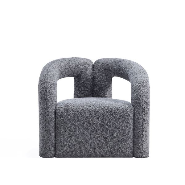 Chaise d'appoint Darian moderne en tissu bouclé gris rembourré par Manhattan Comfort