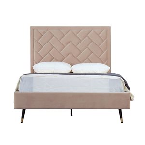 Manhattan Comfort Crosby Nude Velvet Upholstered Full-Size Bed