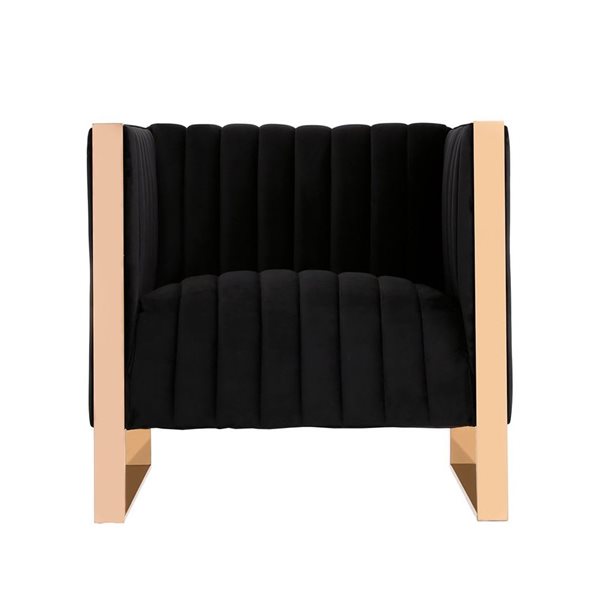 Chaise d'appoint Trillium en velours noir et or de Manhattan Comfort