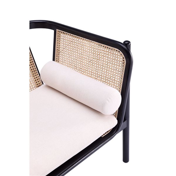 Chaise d'appoint Versailles cannée de Manathan Comfort, noir, canne naturelle et crème