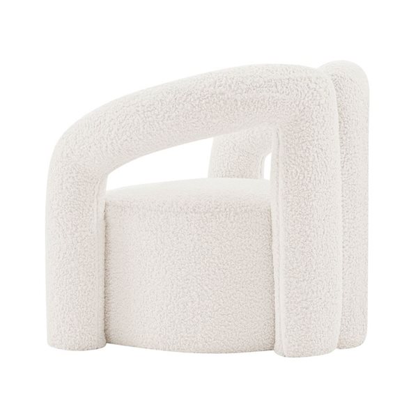 Chaise d'appoint Darian moderne en tissu bouclé crème rembourré par Manhattan Comfort