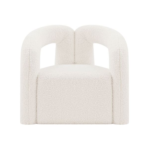 Chaise d'appoint Darian moderne en tissu bouclé crème rembourré par Manhattan Comfort