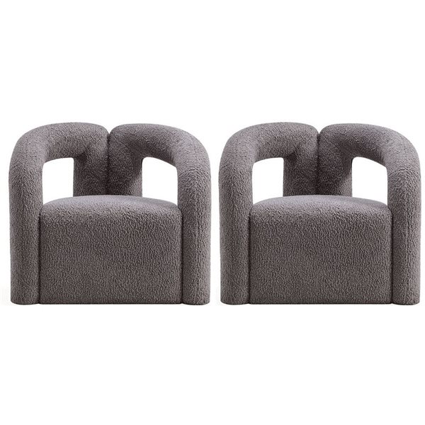 Duo de chaises d'appoint Darian de Manhattan Comfort en tissu bouclé gris rembourré