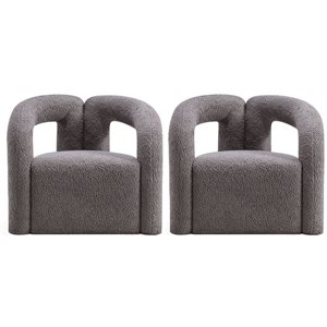 Manhattan Comfort Darian Set of 2 Grey Modern Bouclé Upholstered Accent Chair