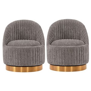 Manhattan Comfort Leela Set of 2 Grey Modern Swivel Boucle Upholstered Accent Chair