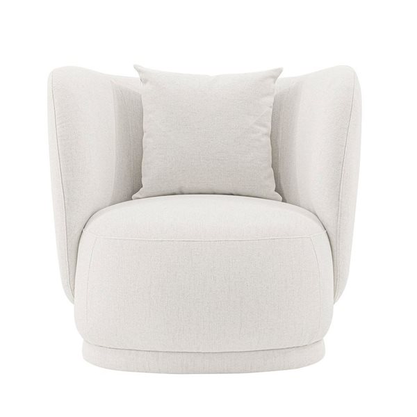 Manhattan Comfort Siri Cream Contemporary Linen Upholstered Accent Chair with Pillows