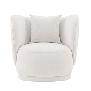 Manhattan Comfort Siri Cream Contemporary Linen Upholstered Accent Chair with Pillows