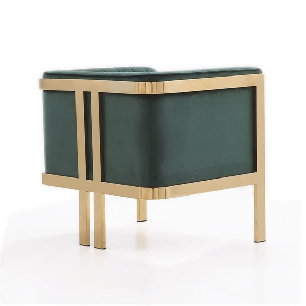 Duo de fauteuils d'appoint Paramount de Manhattan Comfort en velours vert forêt et en laiton poli