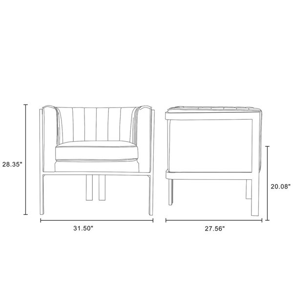 Duo de fauteuils d'appoint Paramount de Manhattan Comfort en velours vert forêt et en laiton poli