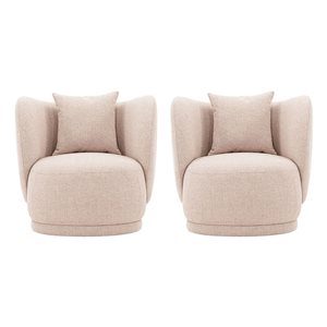 Manhattan Comfort Siri Set of 2 Wheat Contemporary Linen Upholstered Accent Chair with Pillows