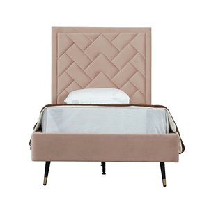 Manhattan Comfort Crosby Nude Velvet Upholstered Twin-Size Bed