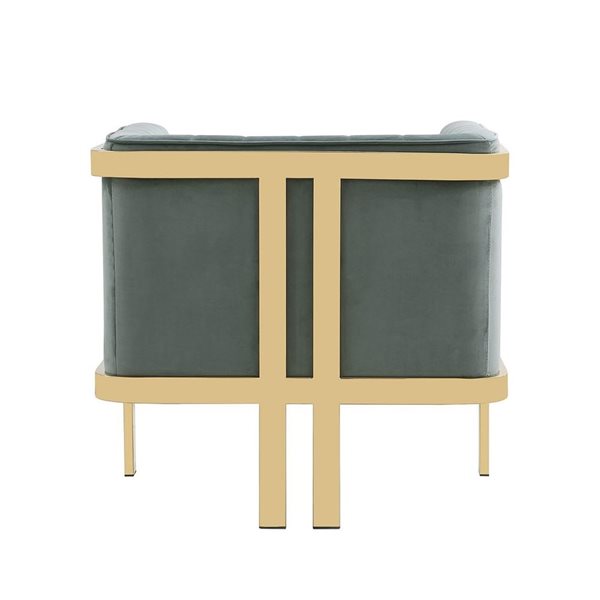 Manhattan Comfort Paramount Set of 2 Warm Grey and Polished Brass Velvet Accent Armchair