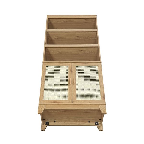 Manhattan Comfort Sheridan Modern Cane Nature Bookcase with Adjustable Shelves