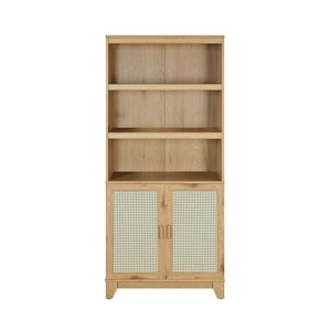 Manhattan Comfort Sheridan Modern Cane Nature Bookcase with Adjustable Shelves