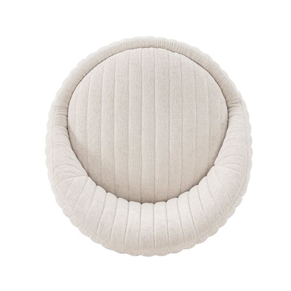 Chaise d'appoint Leela de Manhattan Comfort crème moderne pivotante et tapissée de tissu bouclé rembourré