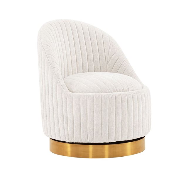 Chaise d'appoint Leela de Manhattan Comfort crème moderne pivotante et tapissée de tissu bouclé rembourré