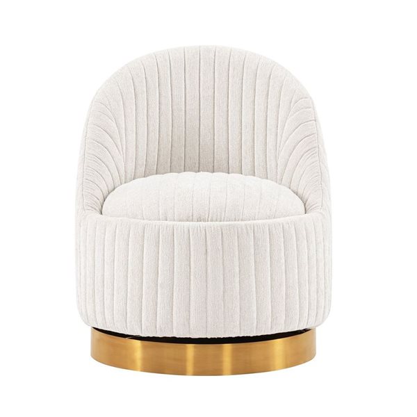 Manhattan Comfort Leela Cream Modern Swivel Bouclé Upholstered Accent Chair