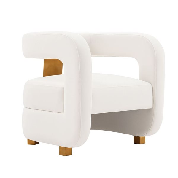 Chaise d'appoint Amirah de Manhattan Comfort moderne en velours blanc rembourré