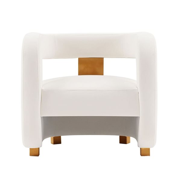 Chaise d'appoint Amirah de Manhattan Comfort moderne en velours blanc rembourré