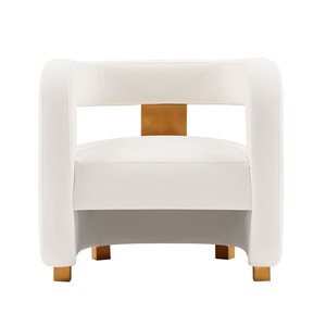 Chaise d'appoint Amirah de Manhattan Comfort moderne en velours blanc rembourré