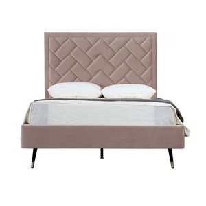Manhattan Comfort Crosby Blush Velvet Upholstered Full-Size Bed