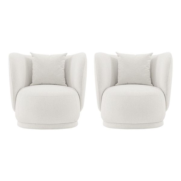 Duo de chaises d'appoint en lin contemporain avec coussins Siri de Manhattan Comfort crème