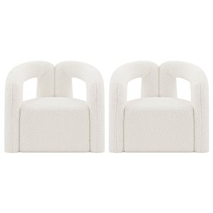 Duo de chaises d'appoint Darian de Manhattan Comfort en tissu bouclé crème rembourré