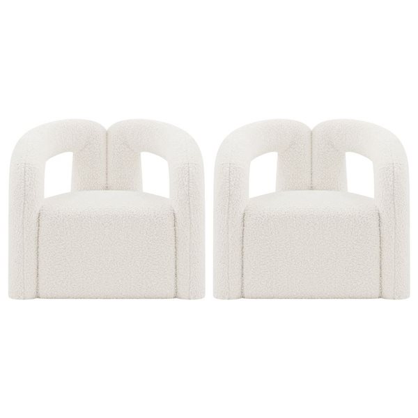 Manhattan Comfort Darian Set of 2 Cream Modern Bouclé Upholstered Accent Chair