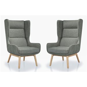 Manhattan Comfort Sampson Set of 2 Graphite and Natural Twill Accent Chair