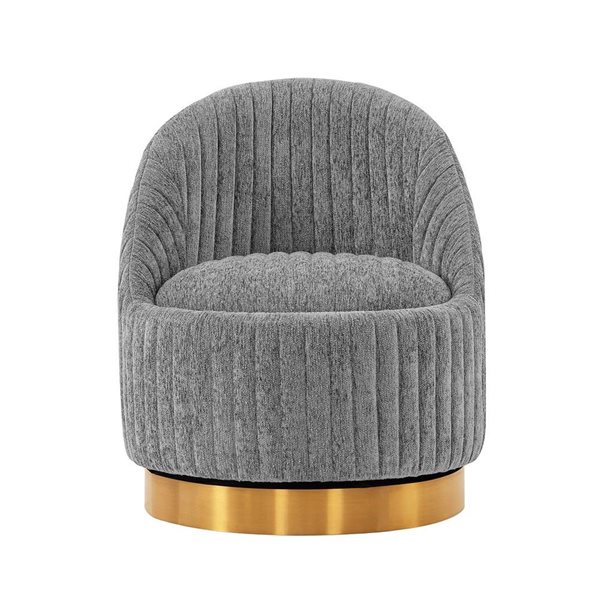 Chaise d'appoint Leela de Manhattan Comfort grise moderne pivotante et tapissée de tissu bouclé rembourré