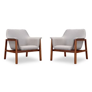 Manhattan Comfort Miller Set of 2 Grey and Walnut Linen Weave Accent Chair