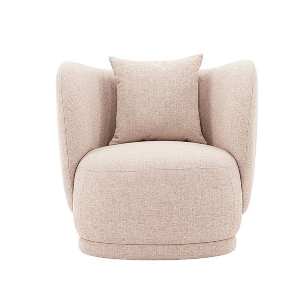 Manhattan Comfort Siri Wheat Contemporary Linen Upholstered Accent Chair with Pillows