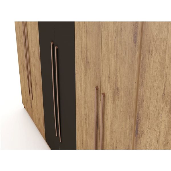 Manhattan Comfort Gramercy Nature and Textured Grey Modern Freestanding Wardrobe Armoire Closet