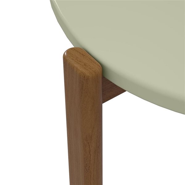 Manhattan Comfort Gales Pistachio Green Mid-Century Modern 2-Piece End Table and Coffee Table Set with Solid Wood Legs