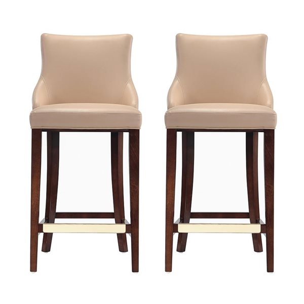 Manhattan Comfort Shubert Set of 2 Tan Leatherette Upholstered Barstool