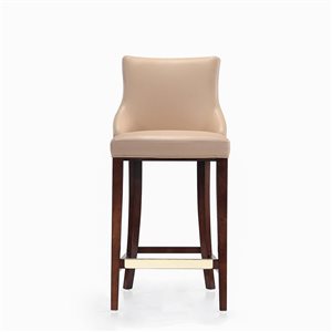 Manhattan Comfort Shubert Tan Leatherette Upholstered Barstool