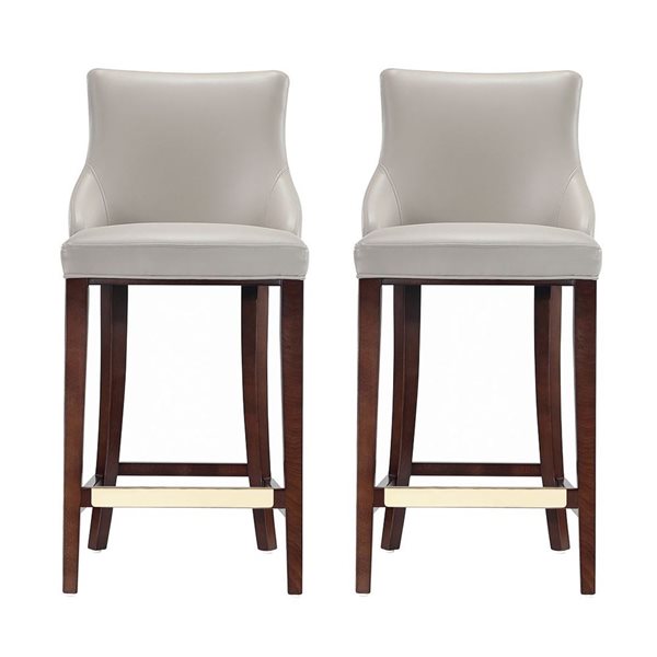 Manhattan Comfort Shubert Set of 2 Light Grey Leatherette Upholstered Barstool