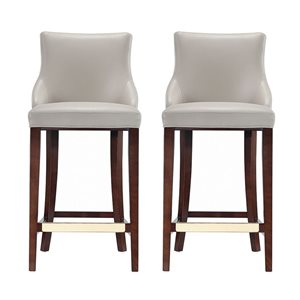 Manhattan Comfort Shubert Set of 2 Light Grey Leatherette Upholstered Barstool