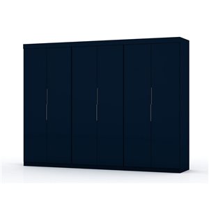 Manhattan Comfort Mulberry Set of 3 Midnight Blue Modern Sectional Wardrobe Closet with 6 Drawers