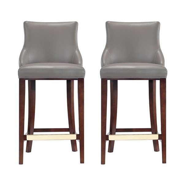 Manhattan Comfort Shubert Set of 2 Dark Taupe Leatherette Upholstered Barstool