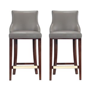 Manhattan Comfort Shubert Set of 2 Dark Taupe Leatherette Upholstered Barstool